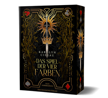 Das Cover zeigt im mittleren oberen Bereich ein silbernes Schwert vor dem stilisierten Abbild einer Sonne; die Schneide reicht durch eine Krone. In den vier Ecken sind die Spielkartenfarben Herz, Karo, Kreuz und Pik abgebildet.